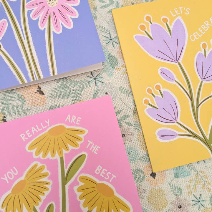 Amanda Clarke Illustration – wholesale Birthday card – Blooming Lovely Birthday Wishes - Colourful Floral Birthday3