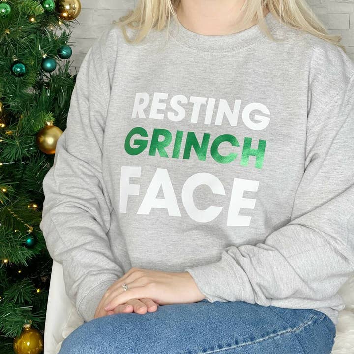 Lovetree Design – wholesale Graphic sweatshirt – Women’s – Resting Grinch Face Christmas Sweatshirt