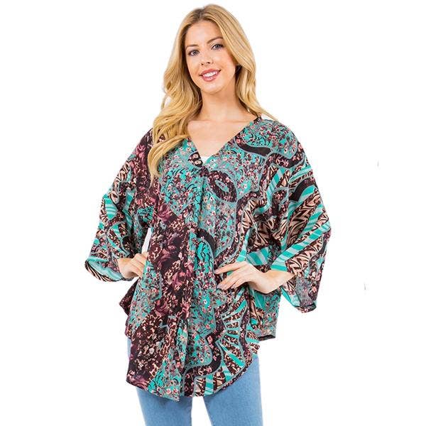 The Magic Scarf Company - Wholesale Poncho - Women's - 3779 - V-Neck Poncho with Sleeves5