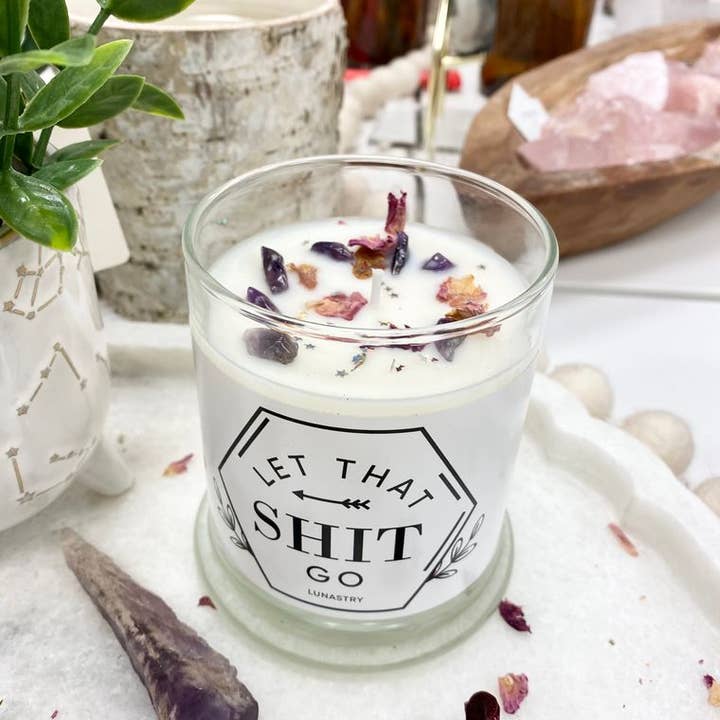 Lunastry - Wholesale Jar/Filled Candle - Let that sh!t go crystal candle
