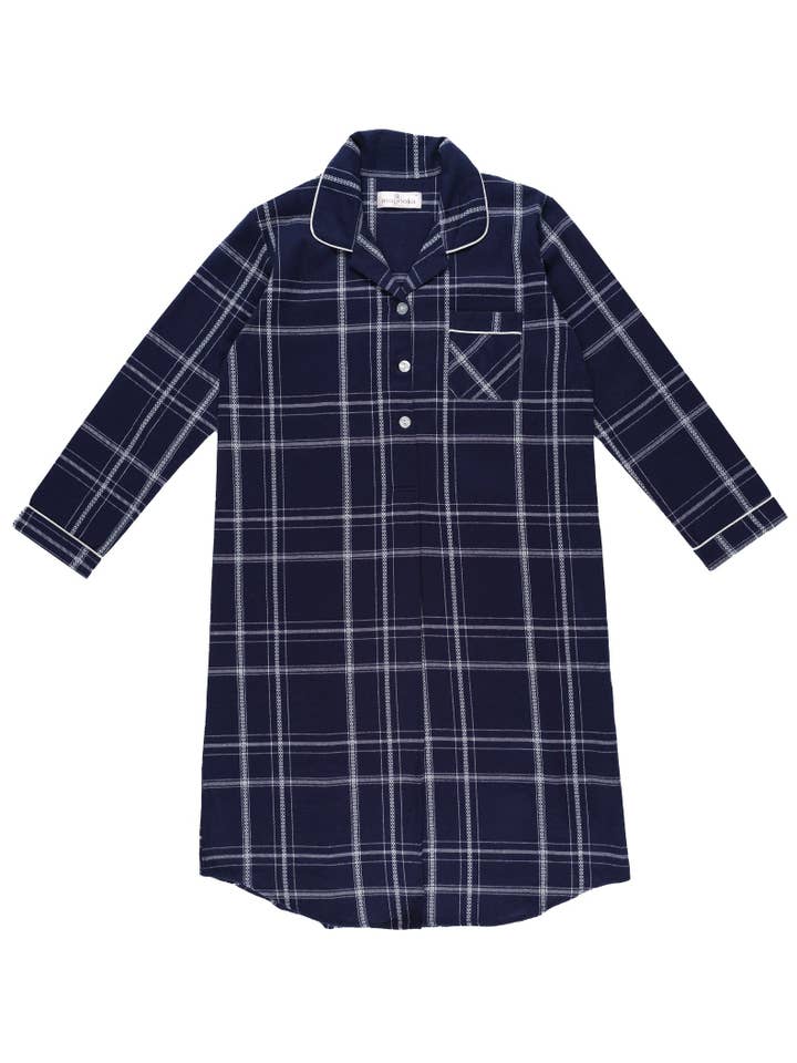 Magnolia Lounge - Wholesale Nightshirt - Women's - Evening Check Flannelette Cotton Midi Nightshirt2