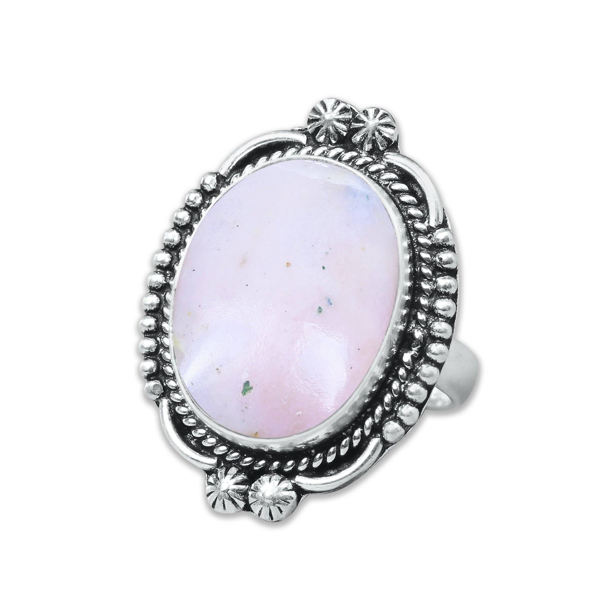 Handmade Jewels - Wholesale Cocktail/Statement Ring - Pink Opal Rings – Handmade, Silver-Plated, Assorted Boho Designs (US Sizes 6–10, Made to Order)8