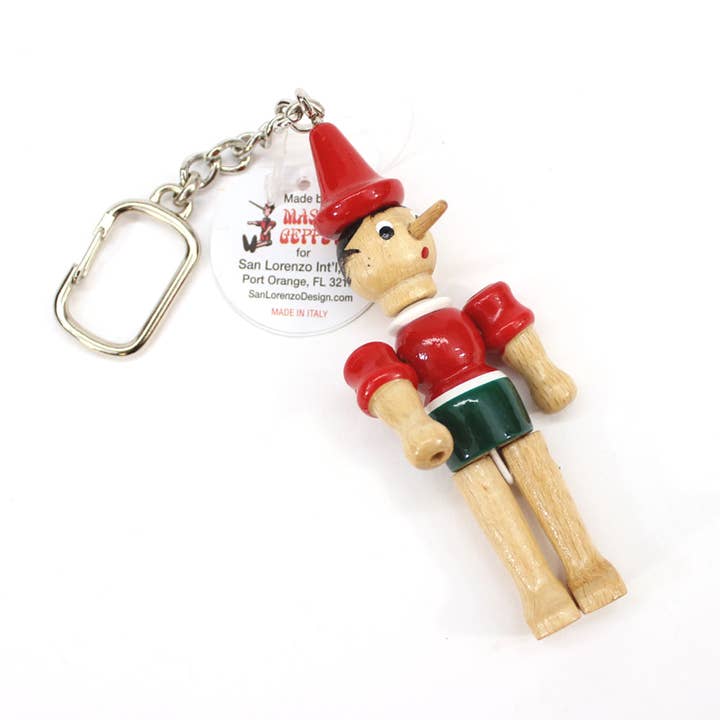 San Lorenzo Design – wholesale Keychain – Unisex – Pinocchio Wooden Toy Key Chains, Handmade, Vintage
