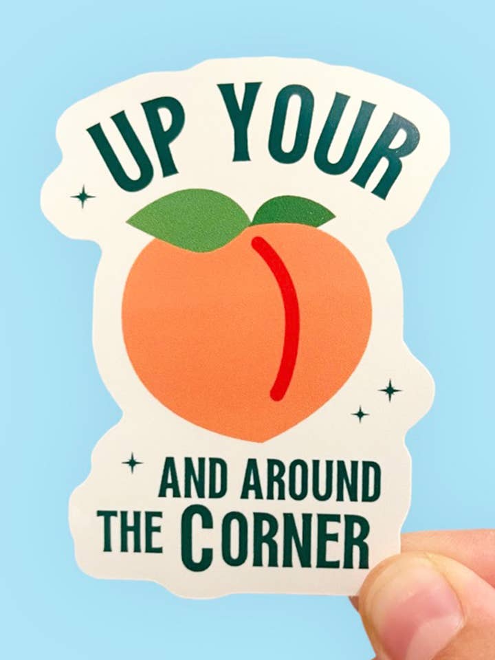 Up Your Butt and Around the Corner Sticker | 90s Insults for wholesale by Tiny Baker Creations