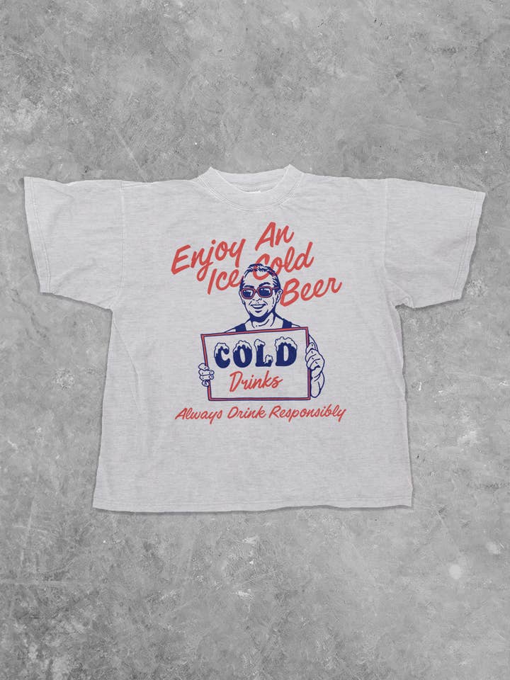 The Clandestine Underground - Wholesale Screen Printed T-Shirt - Unisex - Enjoy An Iced Cold Beer, Summer Boxy Cotton TShirt1