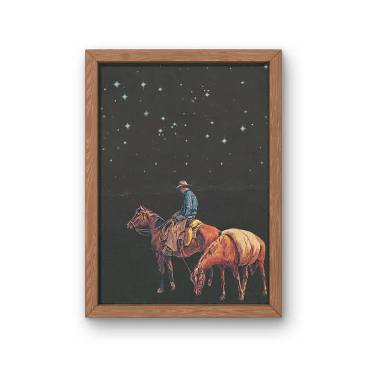 Impression de collage Midnight Cowboy, décor occidental, imprimé Cowboy pour la vente par Lady Kady Art