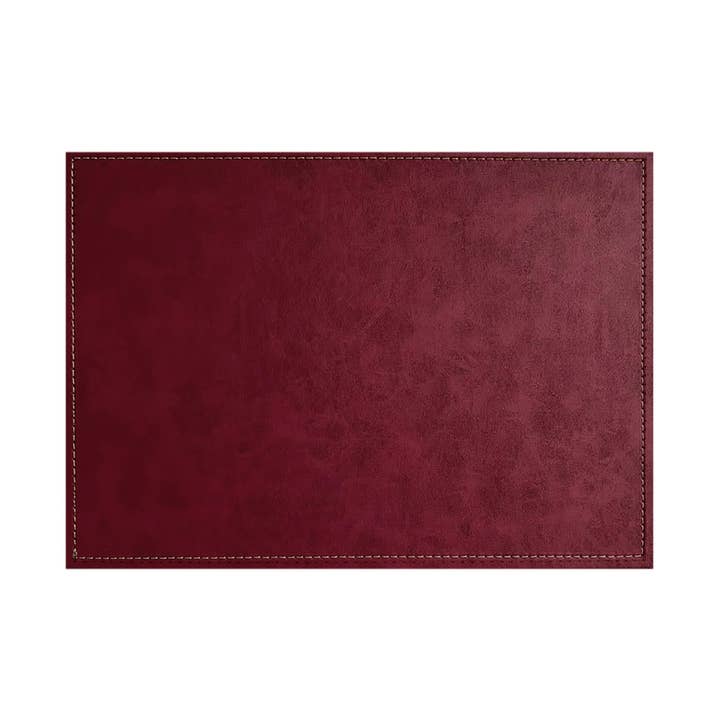 Burgundy Luxurious Vegan Leather Place Mats 16.54" x 12.6" for wholesale by CounterArt/Highland Home/Thirstystone