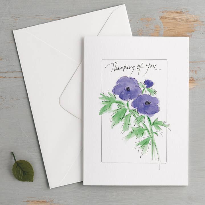 'Thinking Of You' Anemone Posy Card for wholesale by Gabrielle Solly Illustration