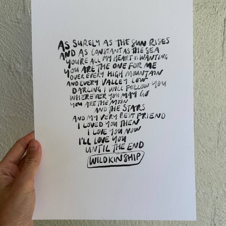 Stampa senza cornice 'Ti amerò fino alla fine' in bianco e nero *Ultima occasione* per la vendita all'ingrosso da parte di Wildkinship