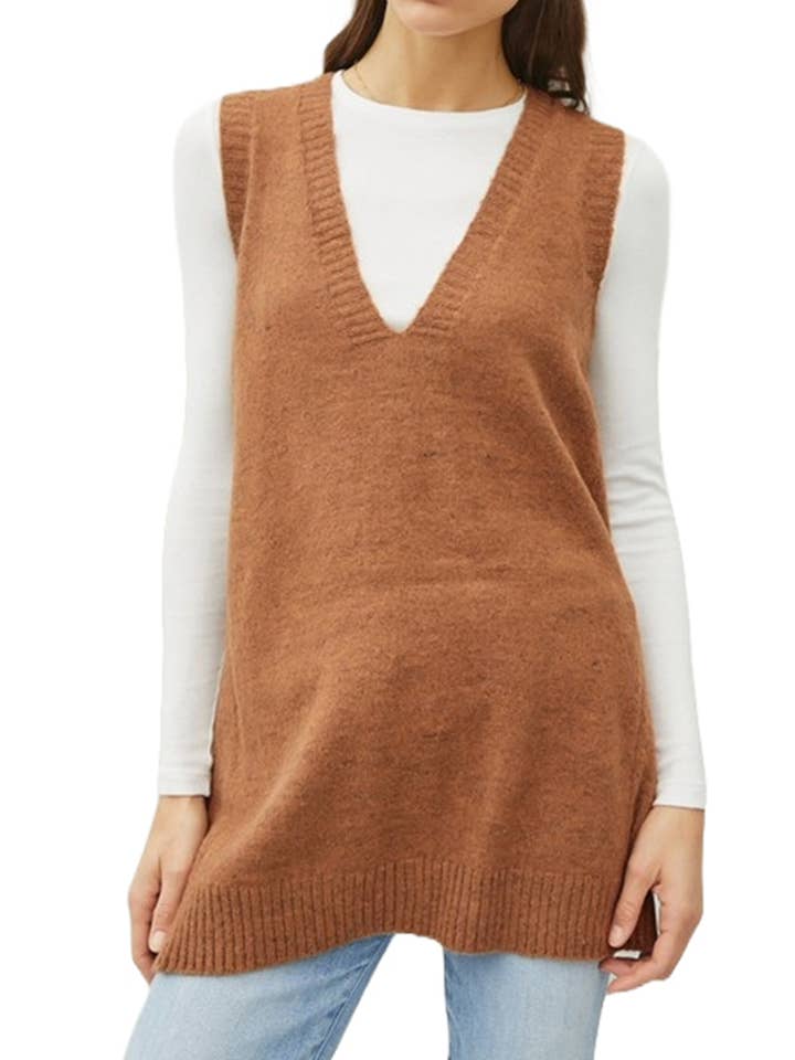 Extra groot, lang, zacht sweatervest met V-hals voor wholesale door Vanilla Monkey