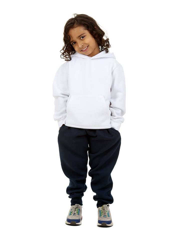 Trendy Toggs Kids Plain Overhead White Hoodie for wholesale on Faire