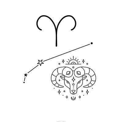 Sioou – Großhandel Temporäre Tattoos – Temporäres Tattoo mit Sternbild Widder, 5 Stück