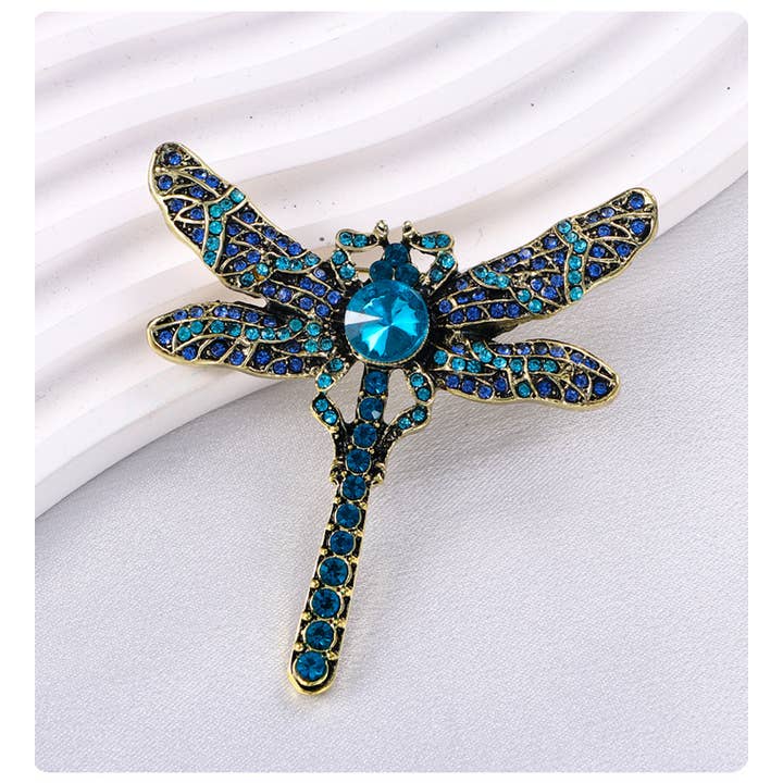 Tourtiwi - Wholesale Brooch - Rhinestone Dragonfly Brooch - Unique Insect Pin