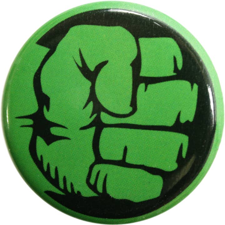 Square Deal Recordings & Supplies - Wholesale Lapel Pin/Button - Pin-on Button - 1.25 Inch - Incredible Hulk - Fist