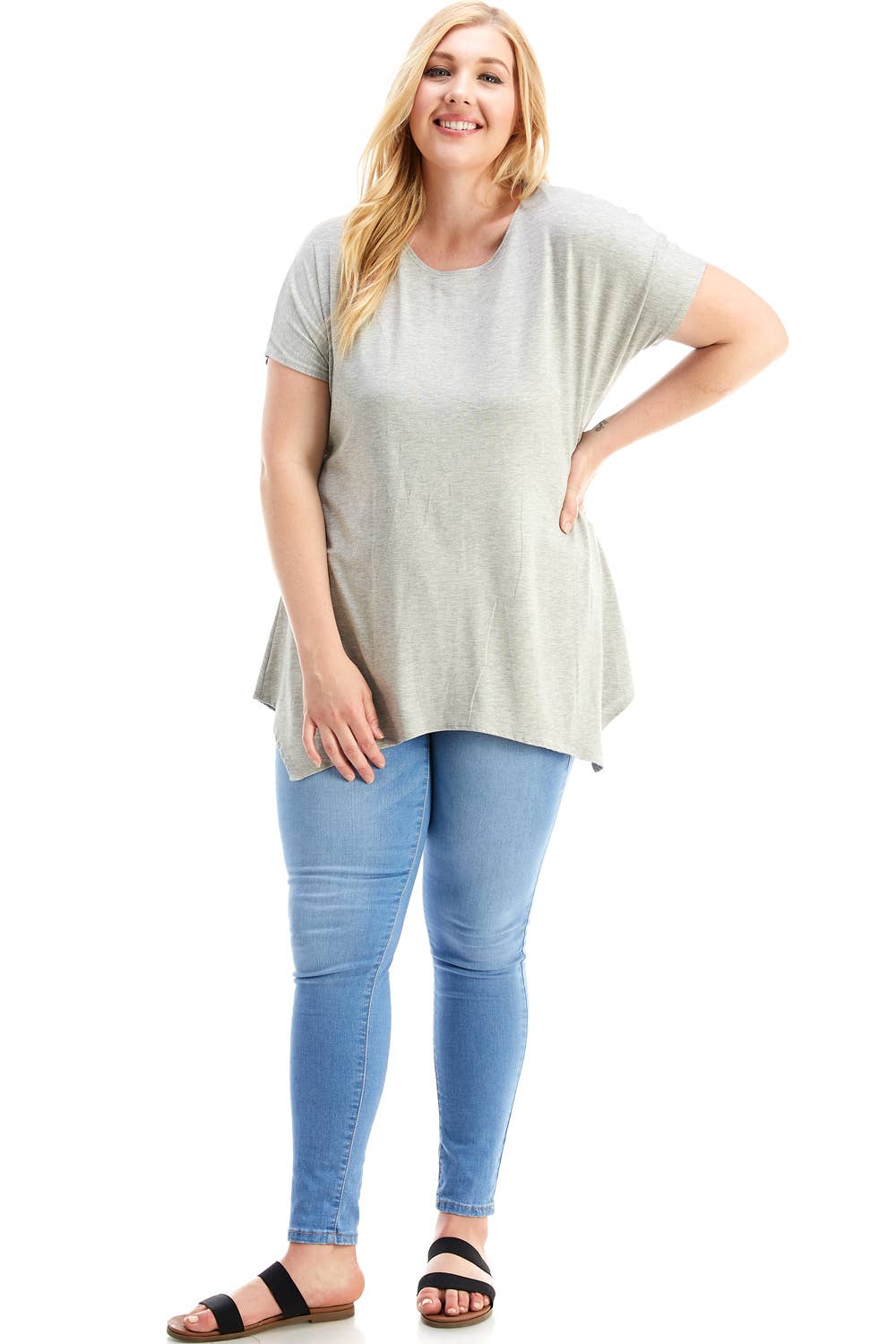 Azules Clothing - Wholesale Tunic - Women's - ATP-2307RSX Plus Size Asymmetric Short Sleeve Tunic37