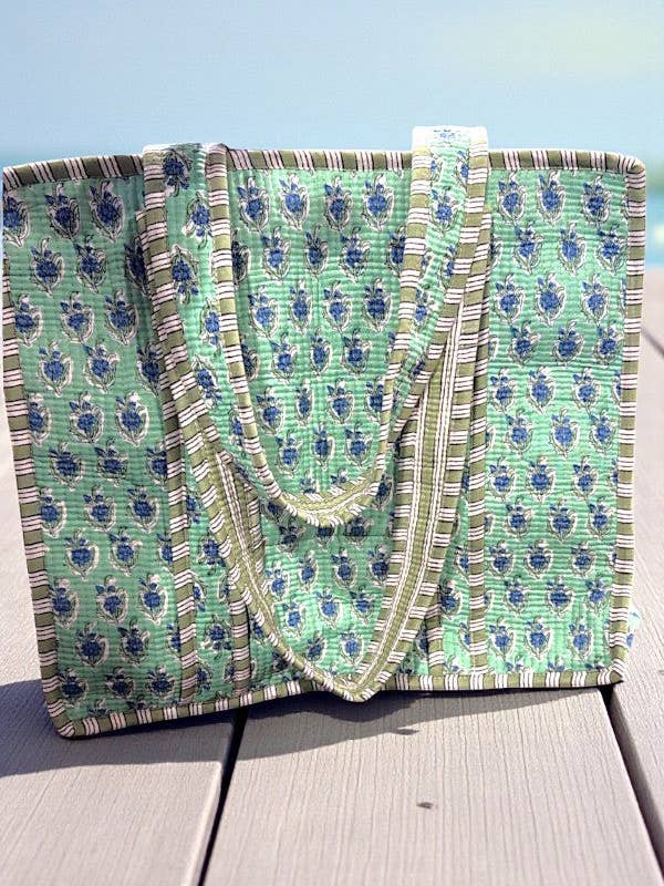 Saco de Ombro Floral Azul e Verde Quinn por atacado de Nash Grey