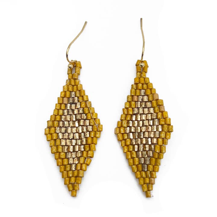 Seed Bead Diamond Shaped Earrings - Multiple Color Styles for wholesale by Anju Jewelry