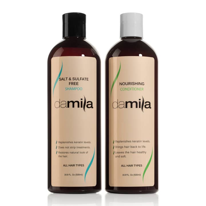 Shampoing et revitalisant sans sel et sulfate Damila pour la vente par Damila