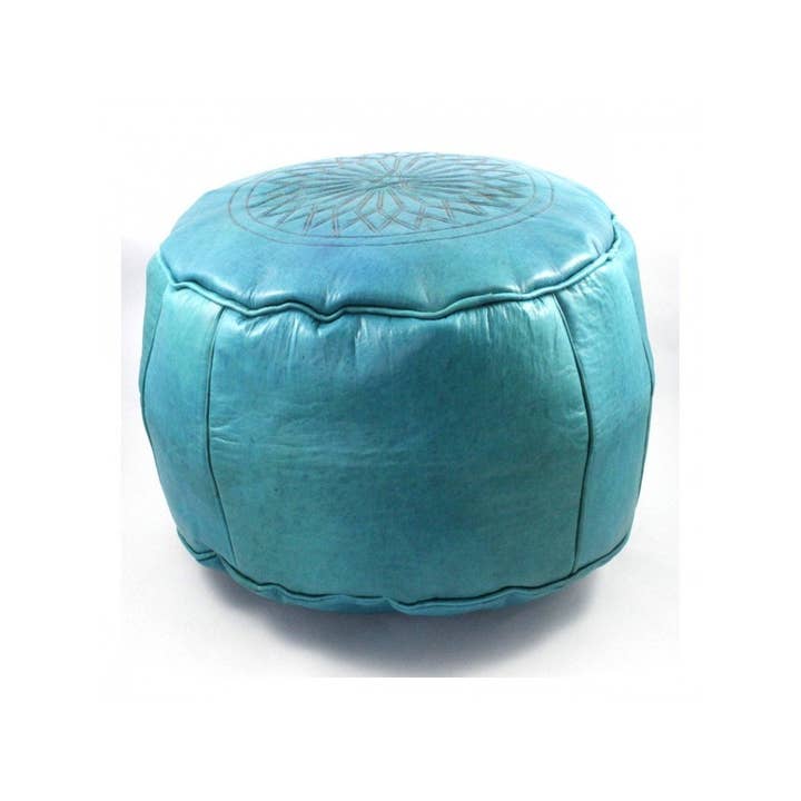 Pouf marocain turquoise pour la vente par Morrisque