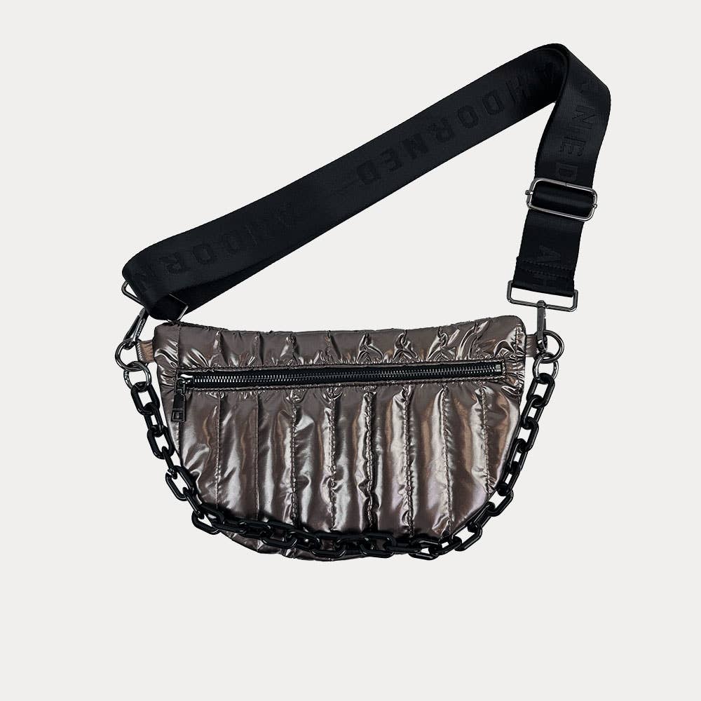 AHDORNED - Wholesale Belt Bag - Women's - Reese Quilted Sling/Waist Bag w/Black Resin Chain & 2" Solid35