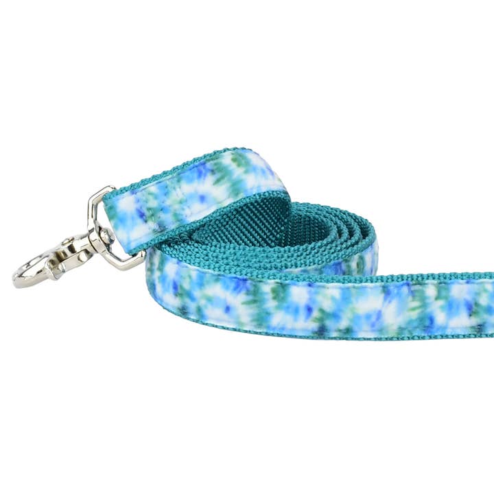 Teal Tie-Dye Velvet Essential Dog Leash for wholesale by 2 Hounds Design