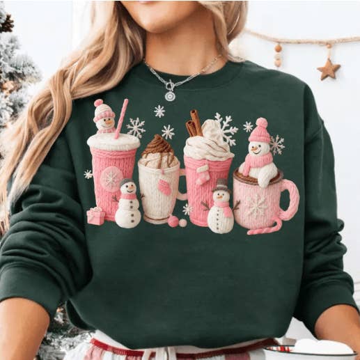 Noël rose & café faux crochet graphique Vêtements pour la vente par Kindred Flame Outfitters