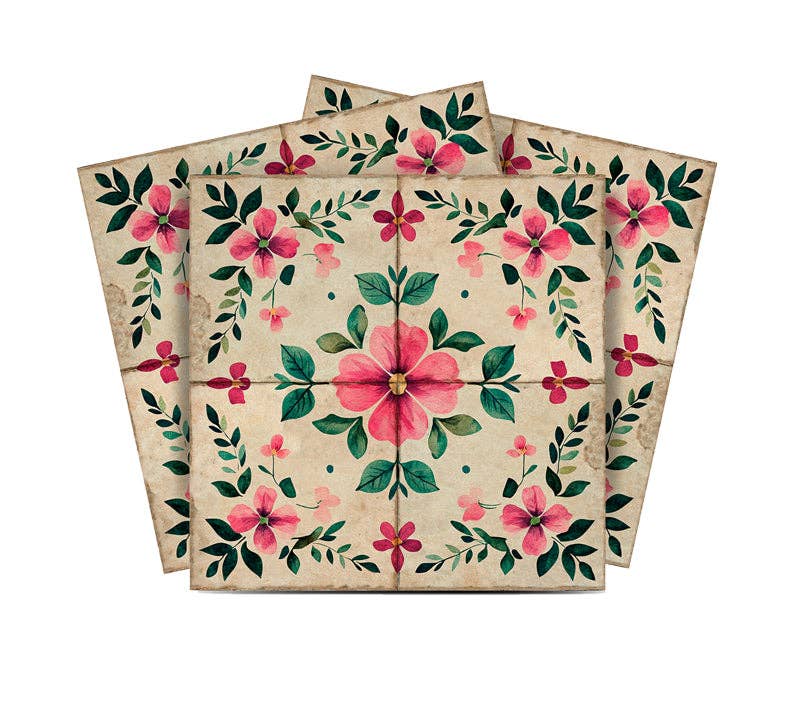 Mi Alma LLC - Wholesale Wall Tile - Floral Vintage Colorful Retro Design Multicolor beautiful backsplash Model - L800