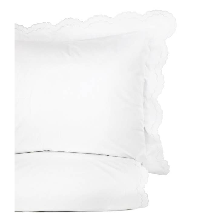 Mélange Home - Wholesale Duvet Cover - Double Scallop Embroidered Cotton Percale Duvet Cover Set