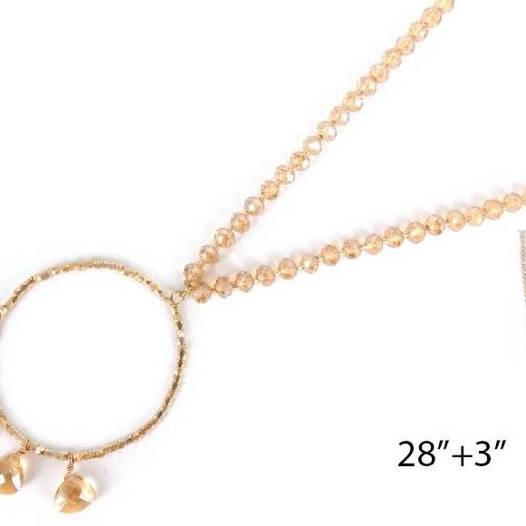 Necklace - Tan Beaded Hoop W Teard for wholesale by Flirt Jewelry