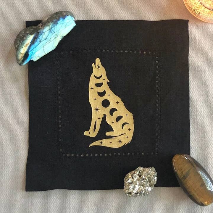 Wishcraft Goods - Wholesale Meditation Supplies - Mystic Moon Wolf Mini Altar Cloth3