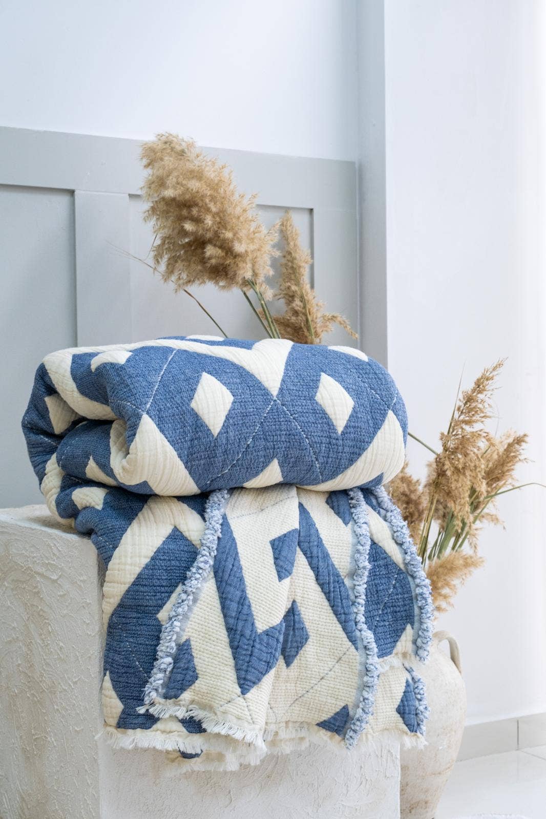 Design company-Fatma Balkir - Wholesale Quilt - Beige King Size Muslin Quilt with 6 layers bedspread-boho4