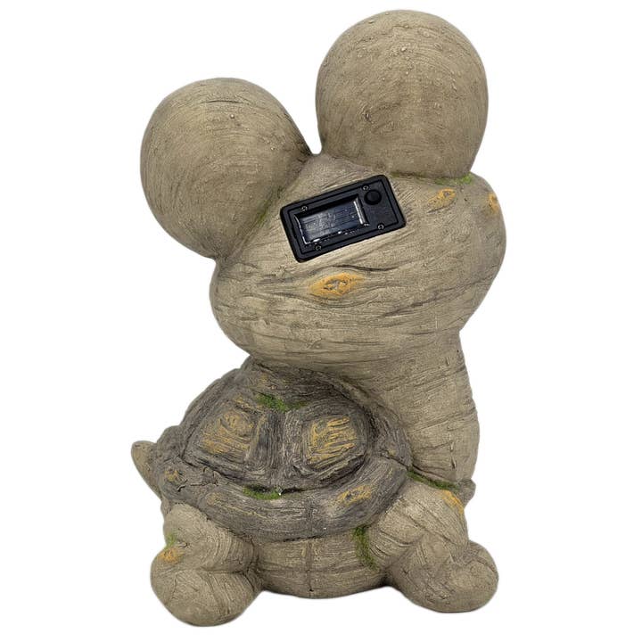Galt International Company - Wholesale Outdoor Ornament/Decor - Mossy Turtle with Solar LED Eyes Garden Statue 15.75"