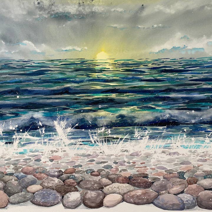 Calm Ocean A3 Prints x5 for wholesale by Badibidu Watercolours