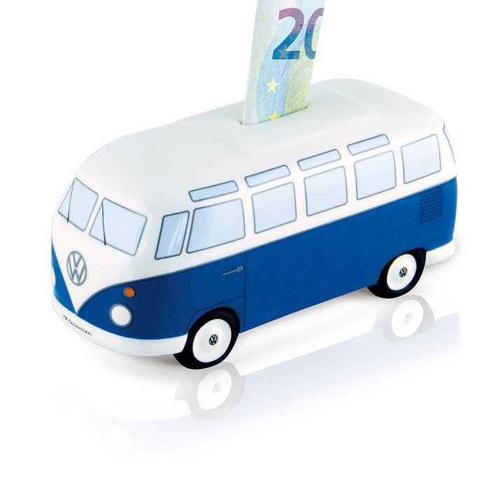 VW Collection by BRISA – Mealheiro por atacado – Cofrinho de cerâmica VW T1 Bus clássico azul (escala 1:22)0