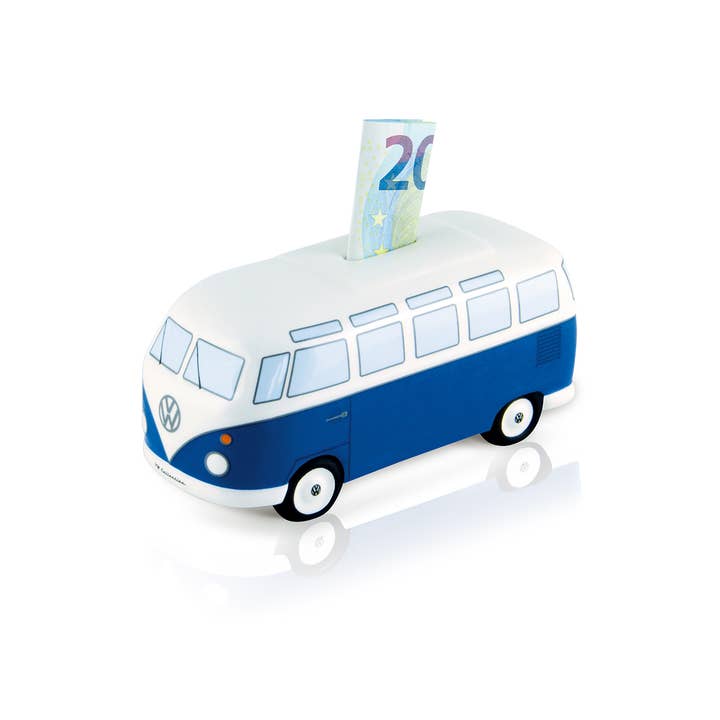 VW Collection by BRISA – Großhandel Sparschwein/Münzdose – VW T1 Bus Spardose aus Keramik (1:22) - klassisch/blau
