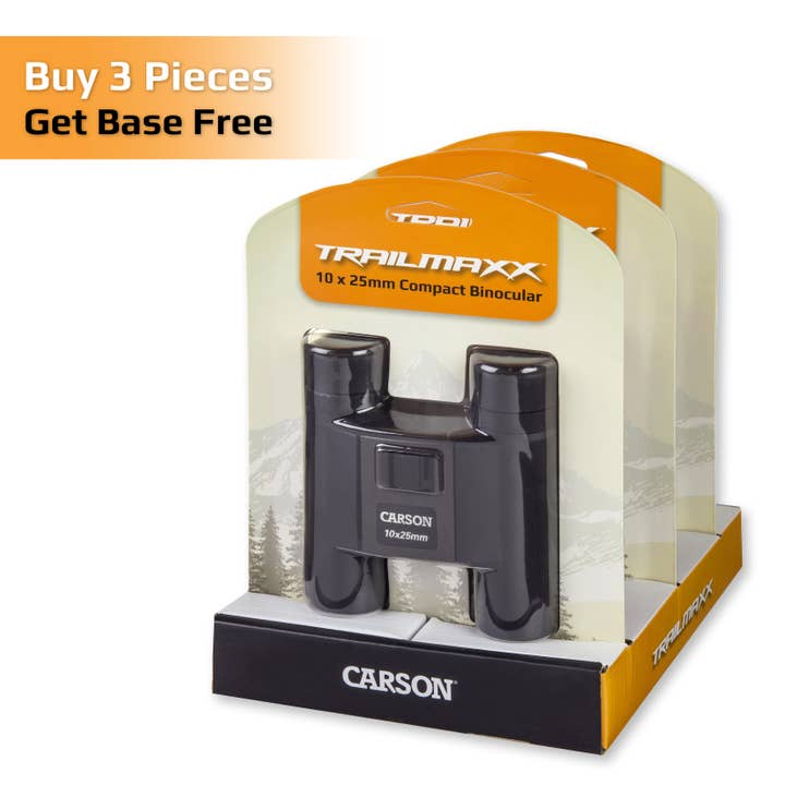 Carson - Wholesale Binoculars - TrailMaxx™ 10x25mm Rugged Compact Binoculars, Pouch, Strap4