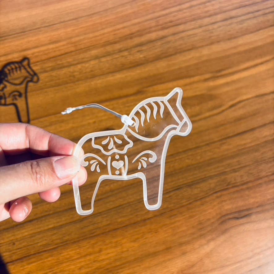 Scandinavian Hearts - Wholesale Ornament - Dala Horse Clear Acrylic Laser Cut Hanging Home Decor4