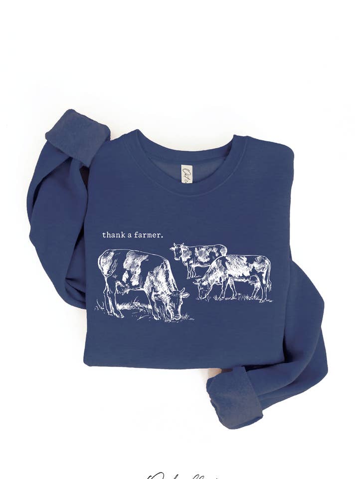 THANK A FARMER. Graphic Sweatshirt  for wholesale by OAT COLLECTIVE