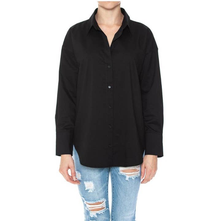 UP CLOTHING - Wholesale Button Down Shirt - Women's - BUTTON DOWN LONG SLEEVE COLLAR SHIRT TOP6
