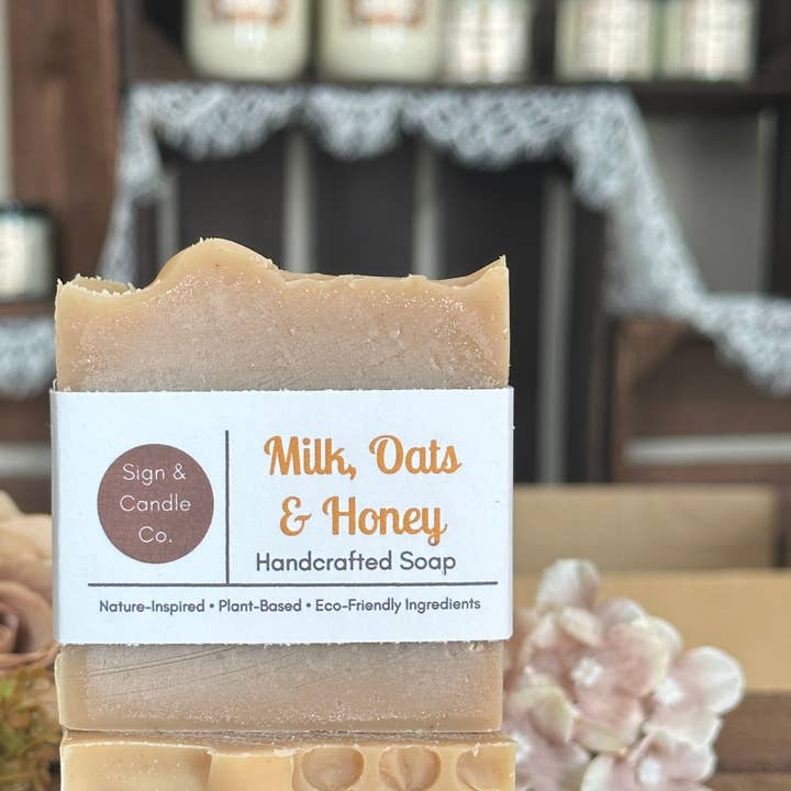 Milk, Oats & Honey – Handmade, All-Natural Cold Process Bar for wholesale by Sign & Candle Co.