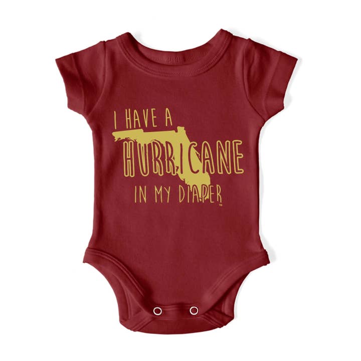 I HAVE A HURRICANE IN MY DIAPER Tallahassee Sports Fan Baby One Piece for wholesale by In My Diaper