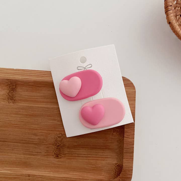 MyKids-USA® - Wholesale Hair Clip - Kids - Sweet Pink Collection: Versatile Heart Clip With Adorable Bo