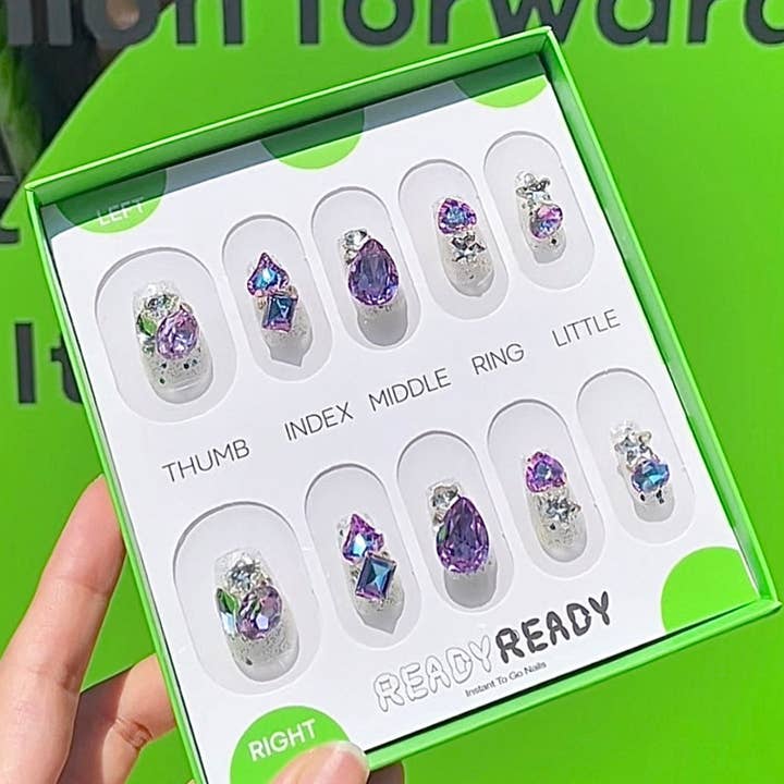 Purple Diamond - Instant nails, Handmade Luxury Press on nails, Fashion Accessories for wholesale by READY READY Instant nail