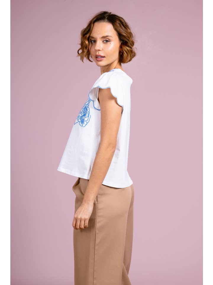 Cherry Paris - Vendita all'ingrosso Maglietta - Donna - T-shirt Liz con collo ricamato - IXJ2510212