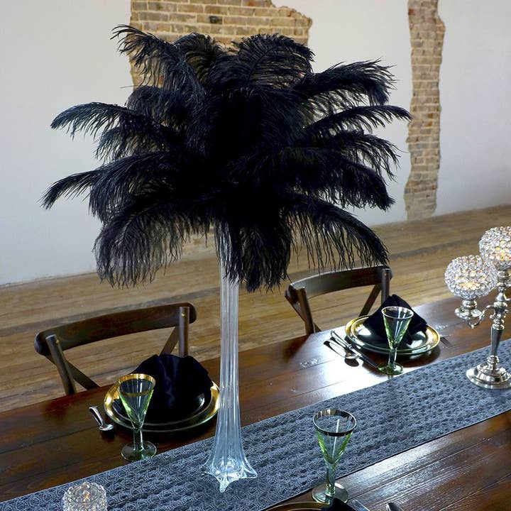Eiffel Tower Centerpiece
Black Ostrich Feathers & Clear Vase for wholesale by Zucker Feather Products