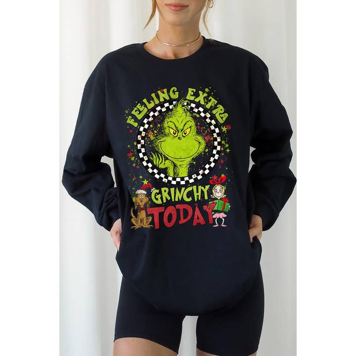 COLORBEAR - Wholesale Graphic Sweatshirt - Women's - FEELING EXTRA GRICHY TODAY,CHRISTMAS,GRINCHMAS UNISEX RIB