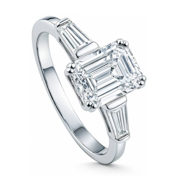 Bague de fiançailles en argent sterling BERRICLE avec 3 pierres et CZ de 2,1 ct pour la vente par BERRICLE