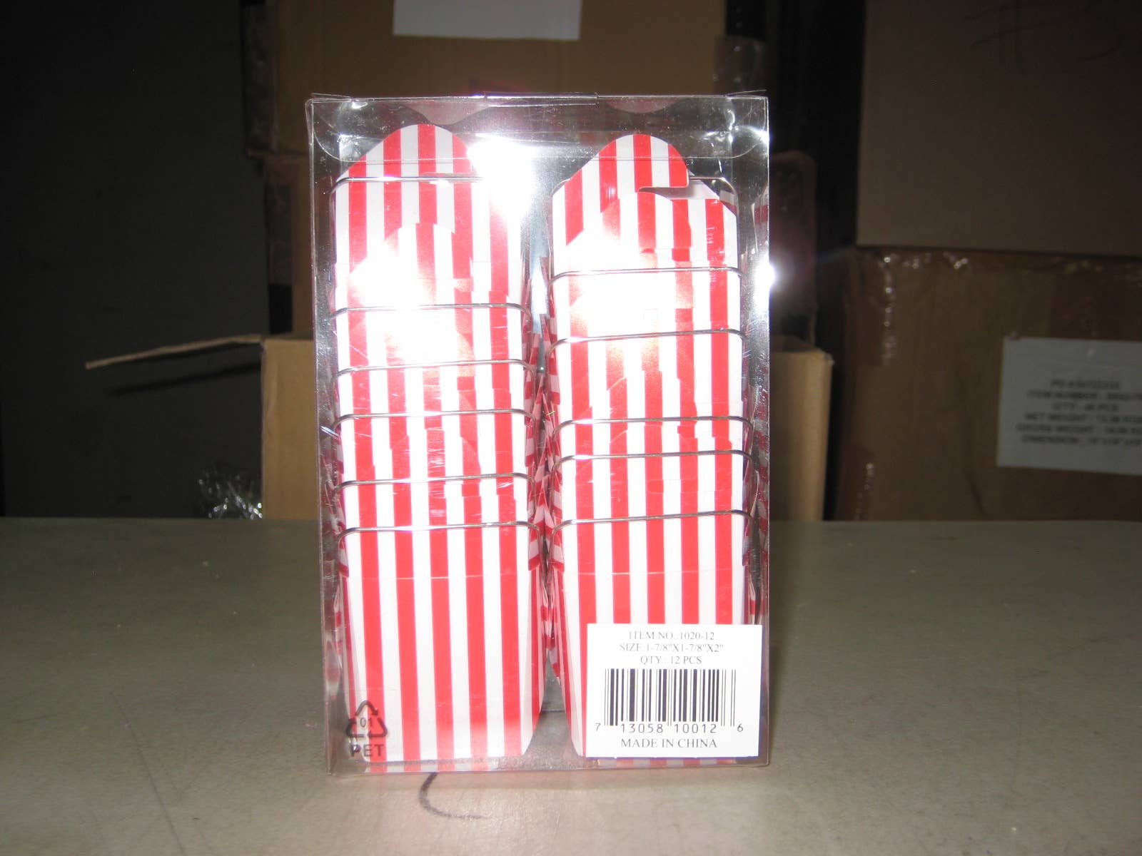Packaging Decor - Wholesale Party Favor Bag/Box - Mini Takeout Party Favor Box Stripes 12 pcs12