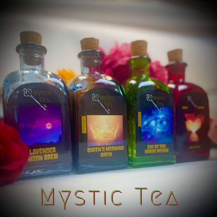 FlowerTeas - Wholesale Loose Tea - MYSTIC TEA Loose Leaf in Colorful Recycled Glass Bottles