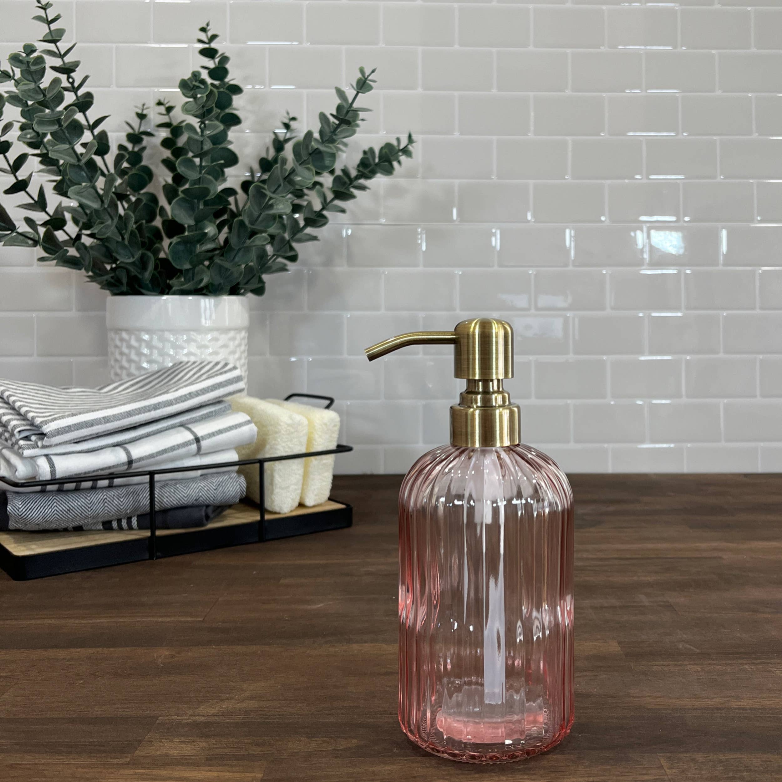 The Bottle Shoppe - Vendita all'ingrosso Dispenser per sapone - Dispenser di sapone in vetro scanalato da 414 ml con pompe metalliche5